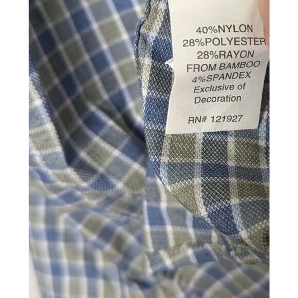 Johnnie O Prep Formance Button Down Shirt Mens Large Plaid Casual Stretch - Picture 8 of 9